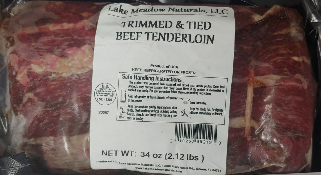 Beef Grass-fed Tenderloin whole Tied & Trimmed